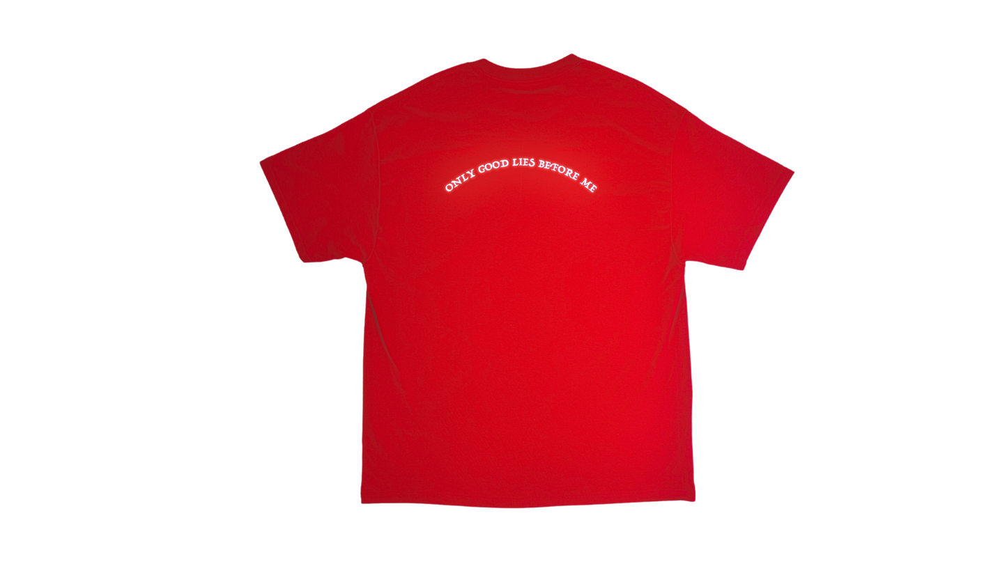 Cherry Red "Only Good Lies Before Me" Oversized T-Shirt